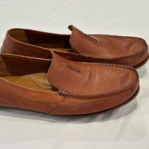 Clarks Cushion Collection Dark Tan Leather Slip On Comfort Shoes Size 11 1/2